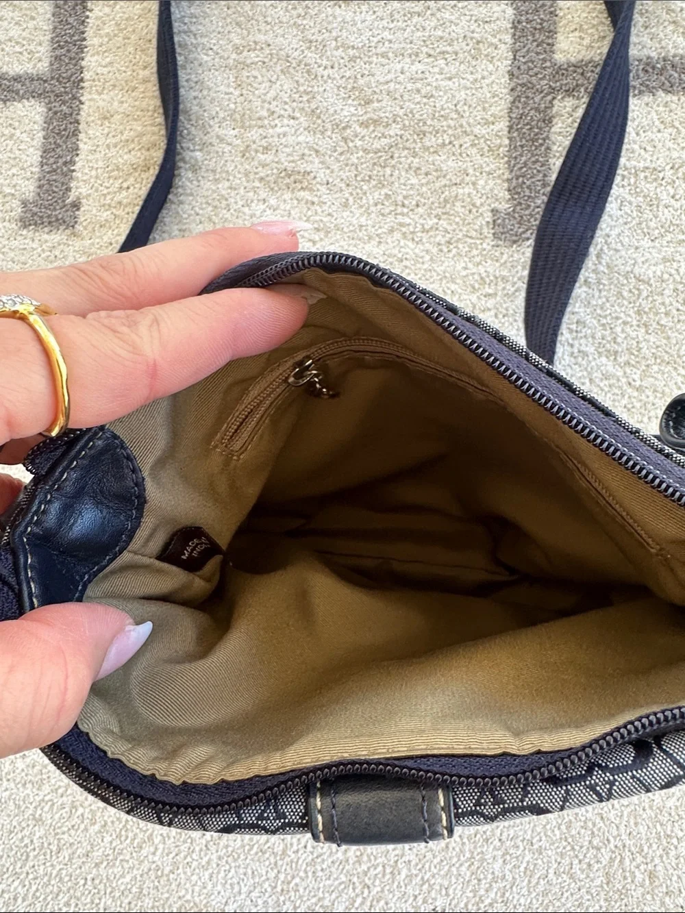 Coach Navy and Black Signature Crossbody Bag